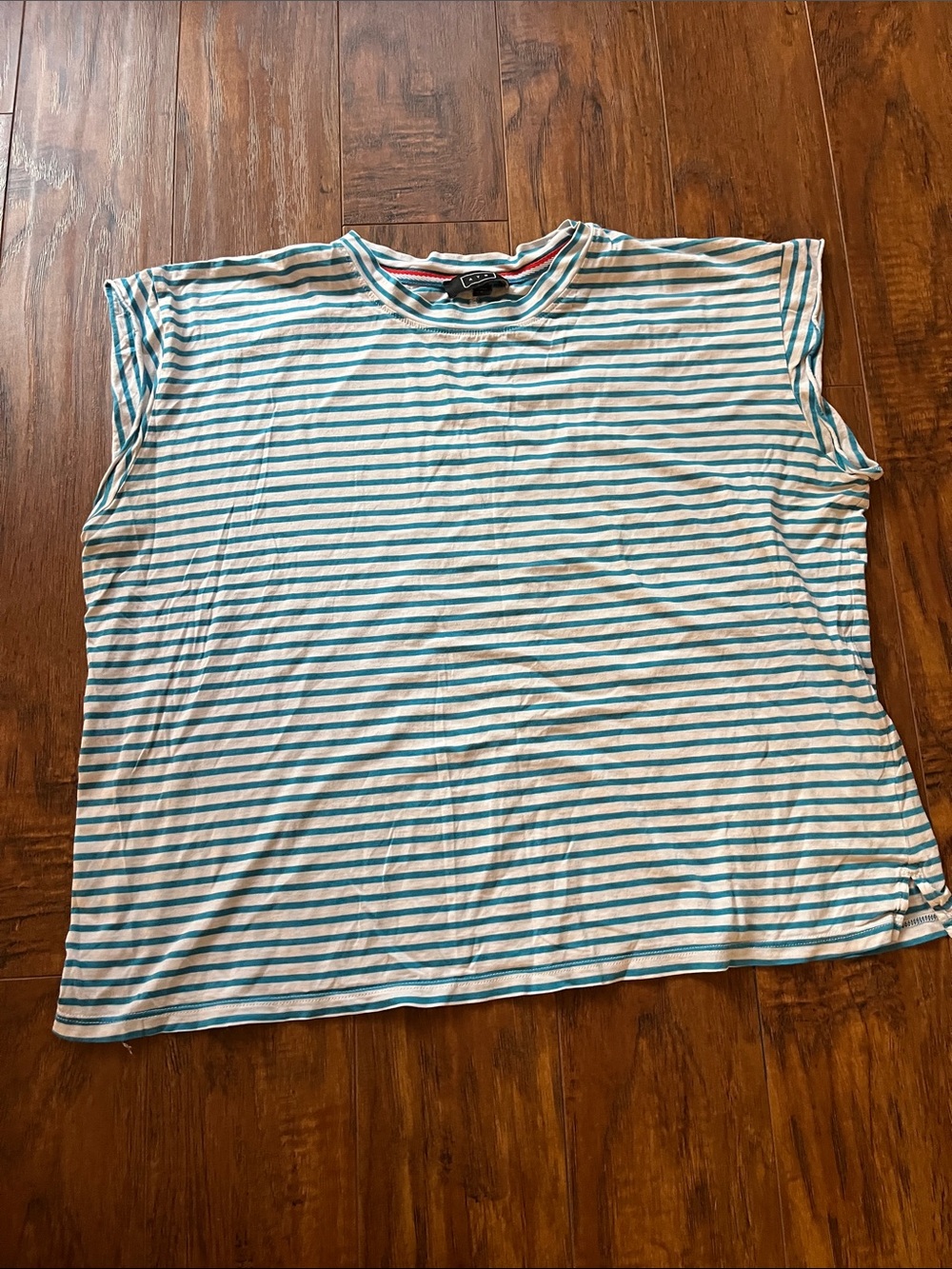 AYR Women's Short Sleeve Striped Tee - White & Teal